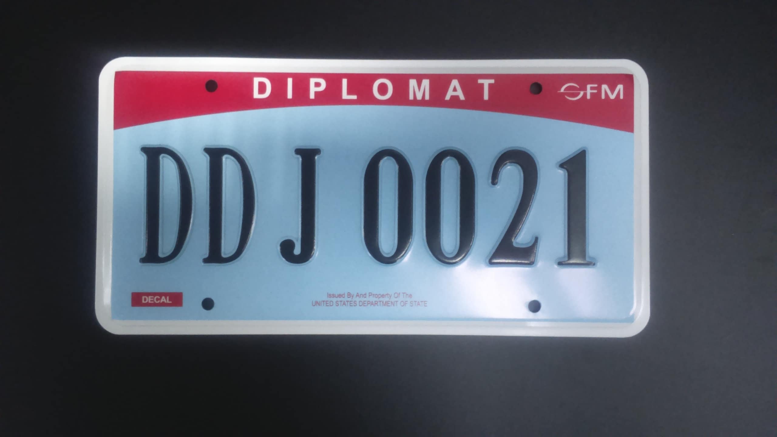 American diplomatic embossed license plate. The price is for 1 Etsy