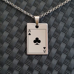 Ace Kreuz, Herren Halskette, Halskette Charm, Spielkarten, Geschenk für Vater, graviertes Geschenk, Väter Geschenk Botschaft, gravierte Zitate