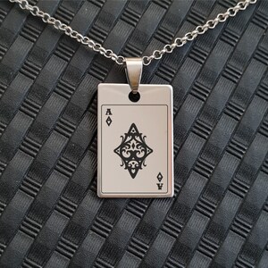 Ace aus Diamanten, Herren Halskette, Halskette Charm, Spielkarten, Geschenk für Vater, graviertes Geschenk, Väter Geschenk Botschaft, gravierte Zitate