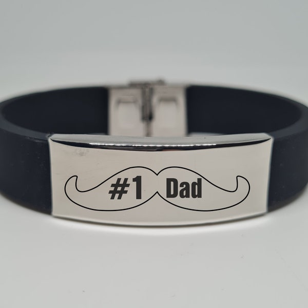 Moustache Papa, Bracelet Homme, meilleur papa, meilleur père, cadeau pour père, cadeau gravé, message cadeau père, citations gravées