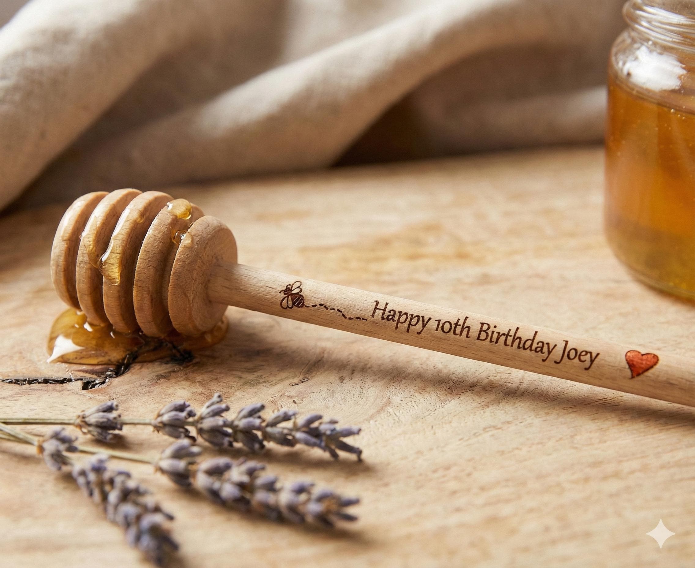 Personalized Honey Dipper, Custom Engraved Wooden Honey Spoon, Bee Gift for Tea Lover, Birthday Gift for Joey, Wedding Favor
