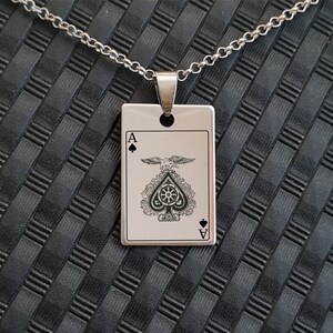 Ace der Spaten, Herren Halskette, Halskette Charm, Spielkarten, Geschenk für Vater, graviertes Geschenk, Väter Geschenk Botschaft, gravierte Zitate