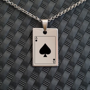 Ace der Spaten, Herren Halskette, Halskette Charm, Spielkarten, Geschenk für Vater, graviertes Geschenk, Väter Geschenk Botschaft, gravierte Zitate