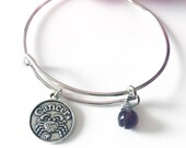 Zodiac Bracelet Cancer Charm Bangle Bracelet Charm Bracelet Birthstone Bracelet Bangle Charm Bracelet Amethyst Charm