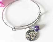 Zodiac Bracelet Gemini Charm Bangle Bracelet Charm Bracelet Birthstone Bracelet Bangle Charm Bracelet Amethyst Charm