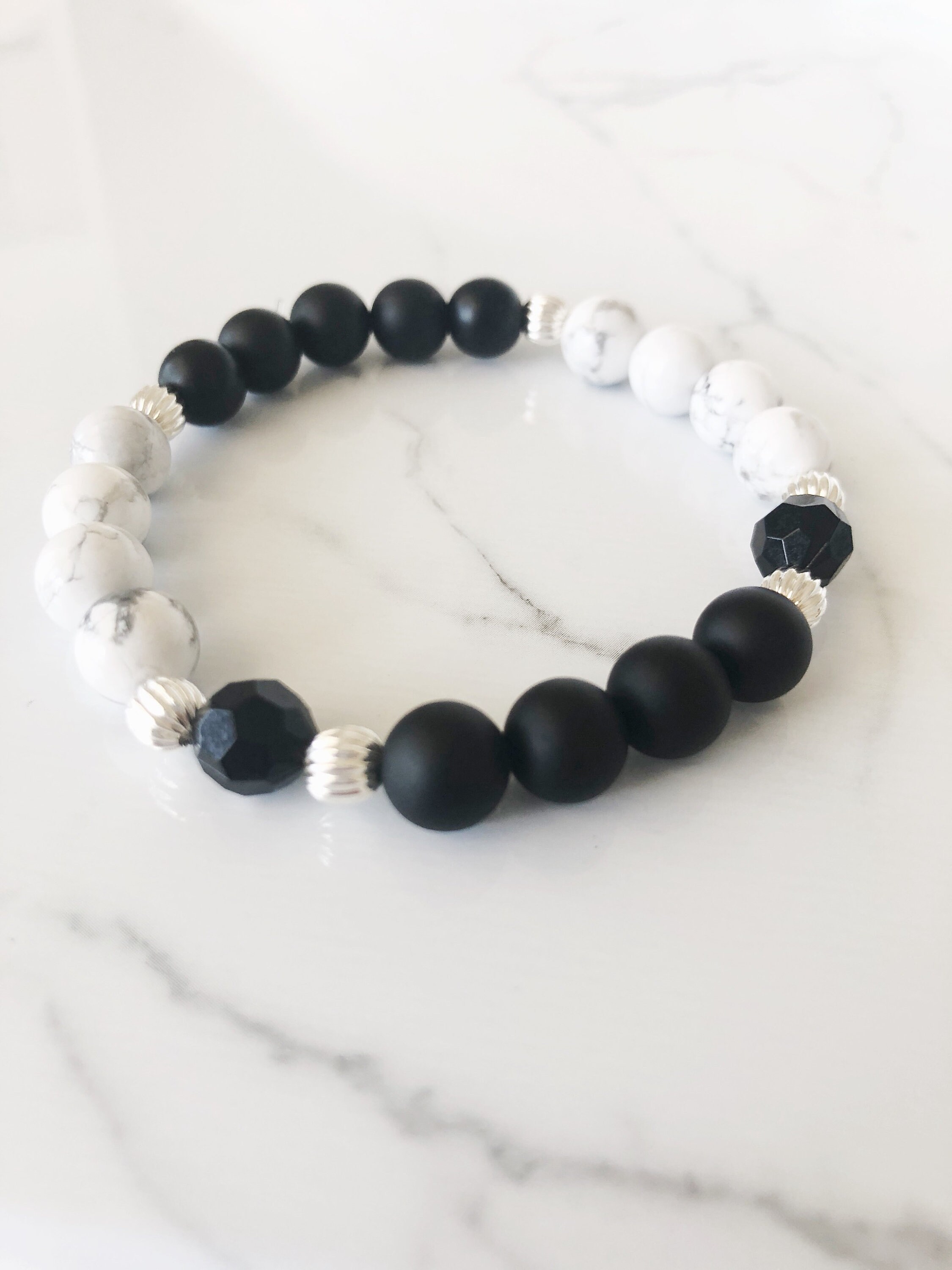 Black And White Bracelethowlite And Black Onyx Bracelet Etsy Black And White Bracelethowlite And Black Onyx Bracelet Etsy