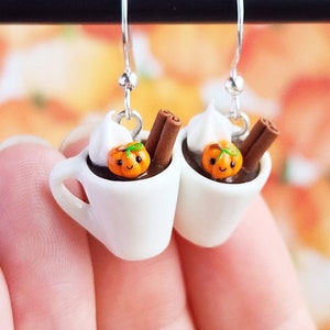 Pumpkin Spice Latte Coffee Earrings , Autumn Pumpkin Jewelry