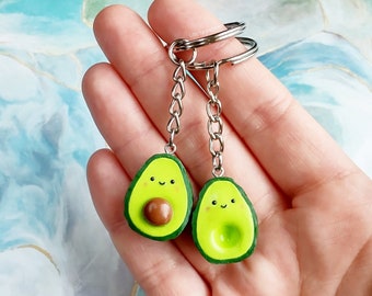 Avocado Keychain Set , Matching BFF Avocados , Kawaii Foodie Charms