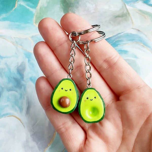 Avocado Keychain Set , Matching BFF Avocados , Kawaii Foodie Charms