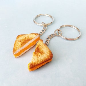 Grilled Cheese Charm Set , Toasted Cheese Matching Keychains