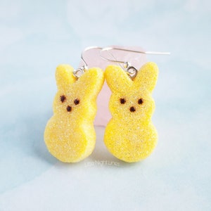 Easter Bunny Earrings , Marshmallow Easter Jewelry , Easter Basket Stuffer