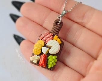 Handmade Charcuterie Board Necklace , Polymer Clay Food Jewelry