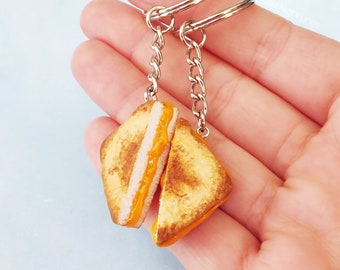 Grilled Cheese Charm Set , Toasted Cheese Matching Keychains