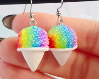 Rainbow Snow Cone Earrings , Polymer Clay Jewelry
