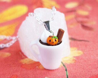 Pumpkin Spice Latte Necklace , Coffee Mug Necklace
