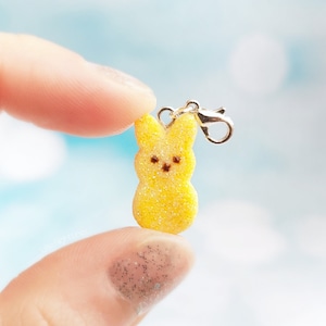 Mini Easter Bunny Charm , Marshmallow Charm , Easter Basket Stuffer