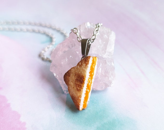 Grilled Cheese Polymer Clay Necklace, Toasted Sandwich Charm