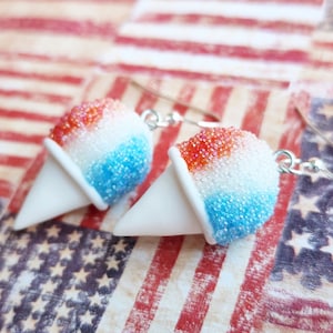 USA Snow Cone Earrings , Tiny Food Jewley