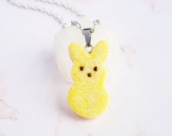 Easter Bunny Necklace , Marshmallow Easter Jewelry , Easter Basket Stuffer