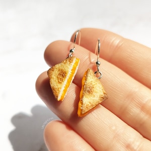 Mini Grilled Cheese Earrings , Toasted Cheese Earrings