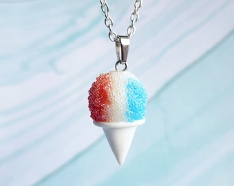 USA Snow Cone Necklace , Tiny Food Jewelery