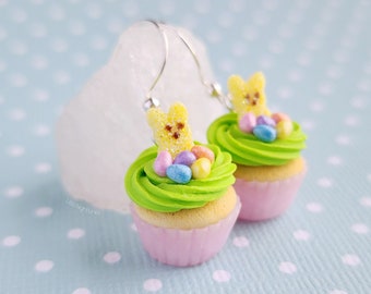 Easter Bunny Basket Cupcake Earrings