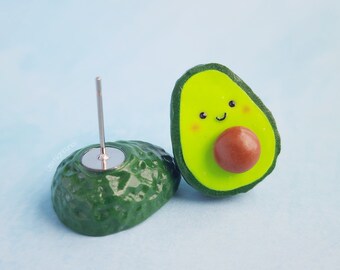 Avocado Stud Earrings , Kawaii Avocado Jewelry