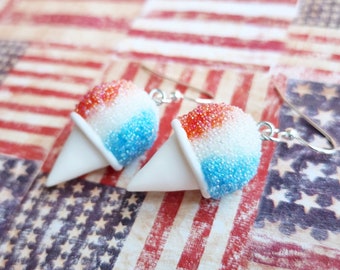 USA Snow Cone Earrings , Tiny Food Jewley