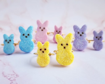 Handmade Marshmallow Bunny Ring, Easter Peep Jewelry