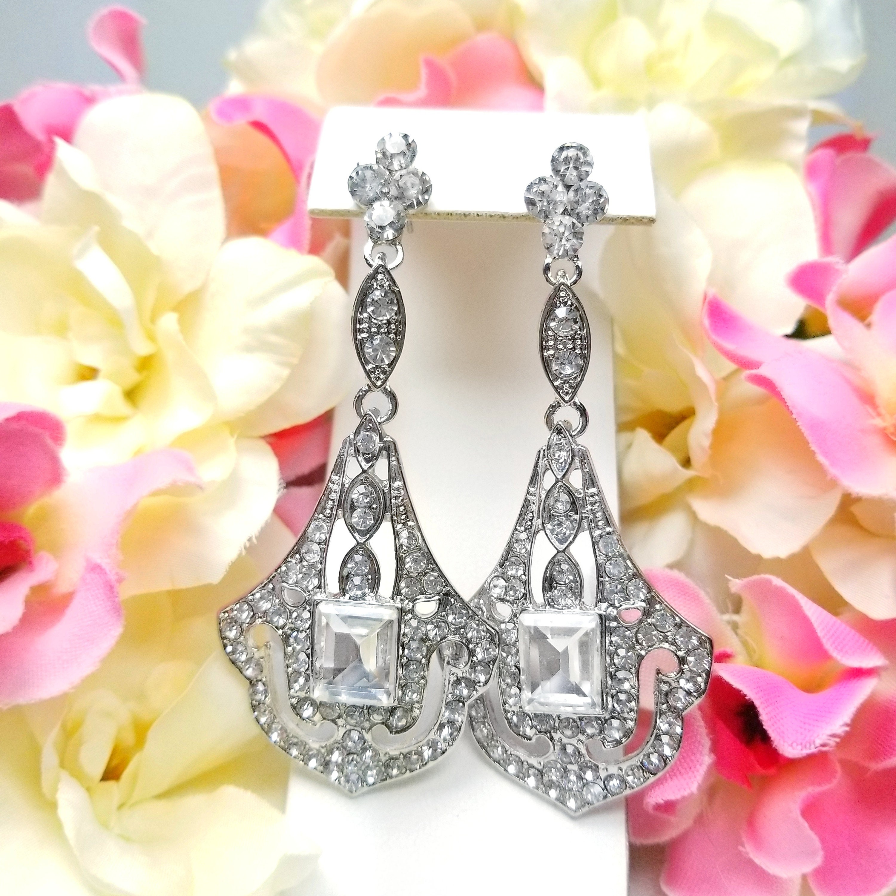 Art Deco Chandelier Earrings Great Gatsby Weddings Vintage Etsy