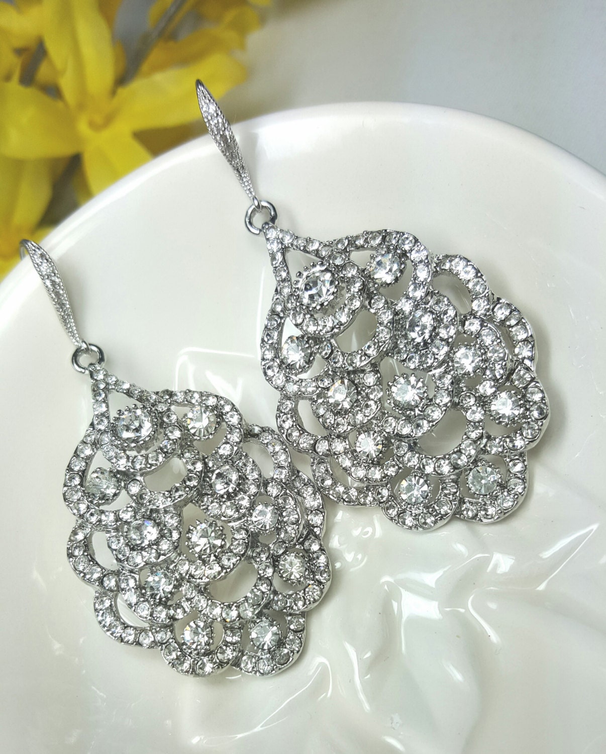 Nickel Free Crystal Earrings Dangle Bridal Earrings CZ Etsy