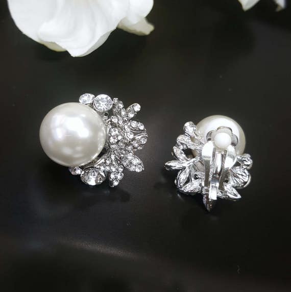 Pearl Clip on Earrings Pierced or Clip Wedding Earrings Etsy