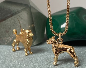 Poodle and bulldog charm brass gold plated uk Made , Vintage charms British made