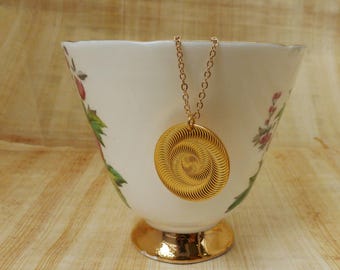 Gold Swirl Disc Pendant