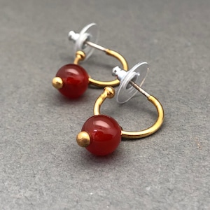 Mini Creole Earrings with Carnelian / Earrings / Boho / Earrings / Hoop Earrings