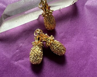 Medium Pineapple Charm British made solid brass gold plated for gift , hand made charm British made , solid brass gold plated Pineapple