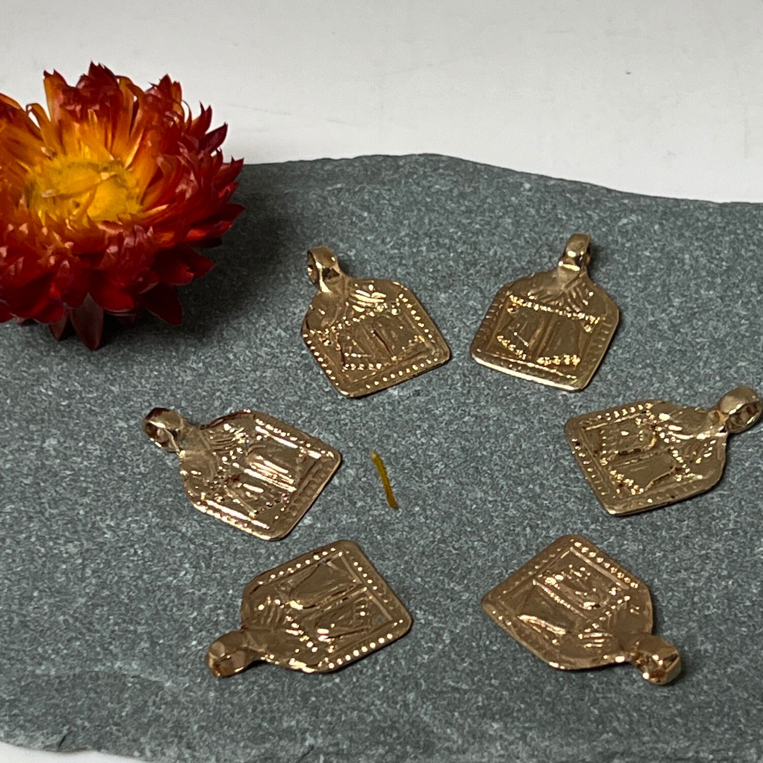 Buddha Feet Brass charm Gold plated  hand made in Bali, Bali Buddha charm medal Brass gold plated fair Trade and made for gift charm