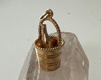 Champagne Bucket Charm British made , solid Brass charm celebrate life with champagne bucket, celebration gift for her and for him
