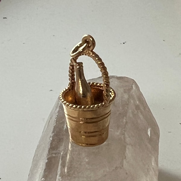 Champagne Bucket Charm British made , solid Brass charm celebrate life with champagne bucket, celebration gift for her and for him