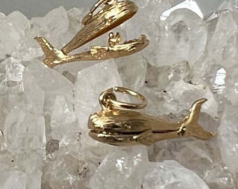 Articulated Jonah and the Whale Charm, British made charm, Whale lovers, Bible story charm, Brass gold plated charm vintage style