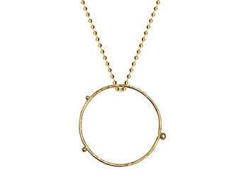 Recycled Brass Circle Pendant Necklace: Handmade Bali Fairtrade Gift