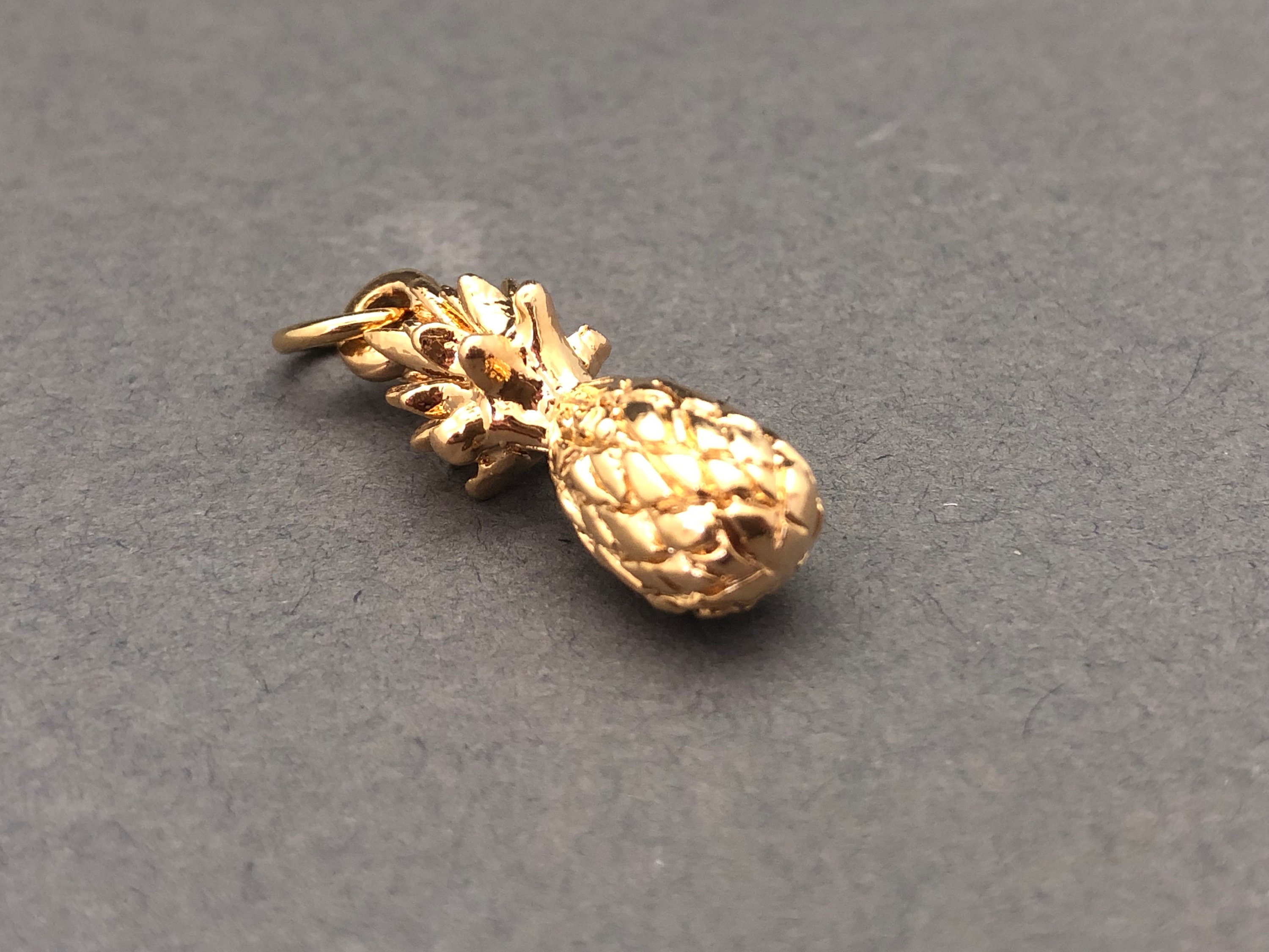 Small Pineapple Charm Brass Full Weight, Solid Brass Charm
