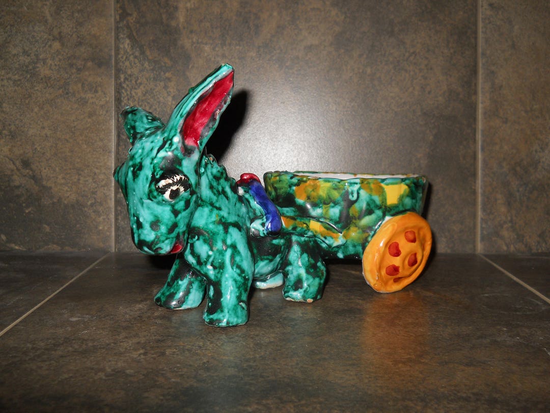 Vintage Donkey Pulling Cart Figurine Made in Italy Etsy