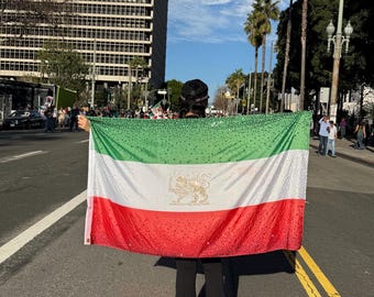 Iran flag/ shir o khorshid rhinestone flag