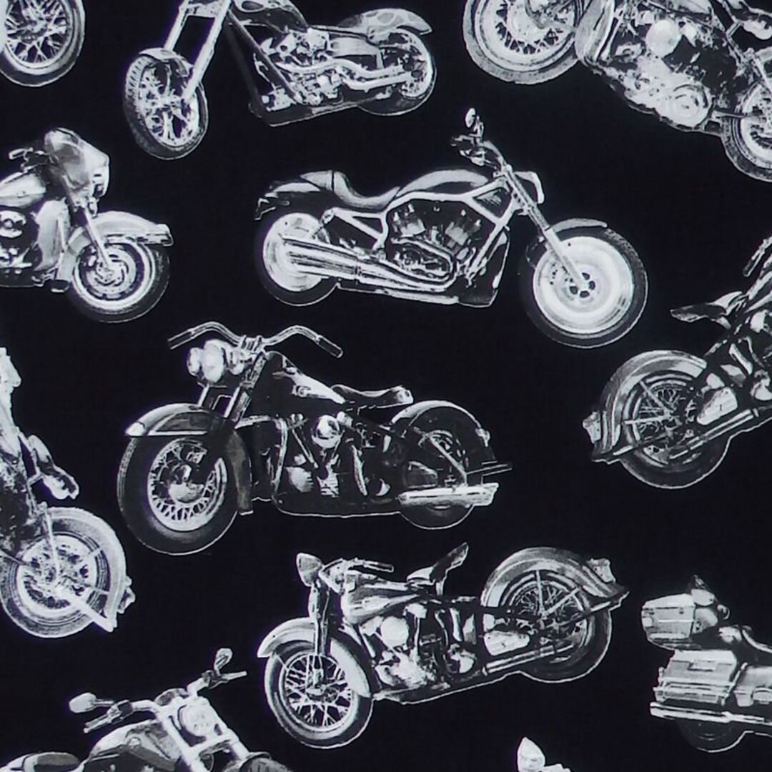 Timeless Treasures Motorcycle Fun - Classic Vintage Motorbike Fabric ...