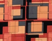 Clothworks Cats. Bats and Vats - geometric square pattern oblong shape Fabric - Rust - Per 1 2 metre - 100 Cotton