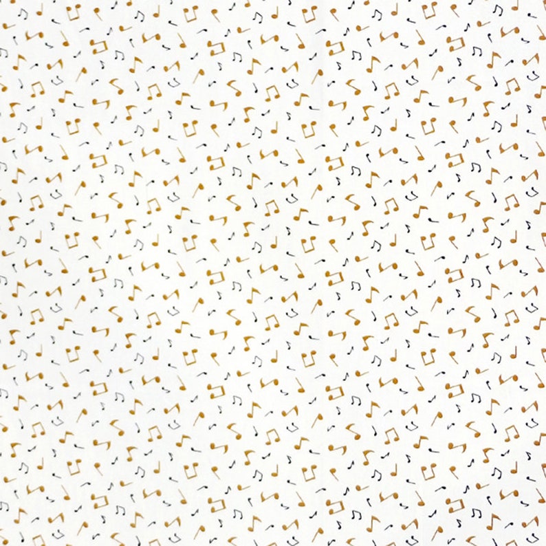 Michael Miller Happy Times, Golden Notes musical note Fabric Cream Per 1/2 metre 100% Cotton image 3