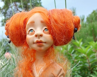 Doll Boudoir with Ginger Hair, elegant OOAK Art Doll, handmade art doll for collectors, home decor, present, Exclusive masterpiece, present
