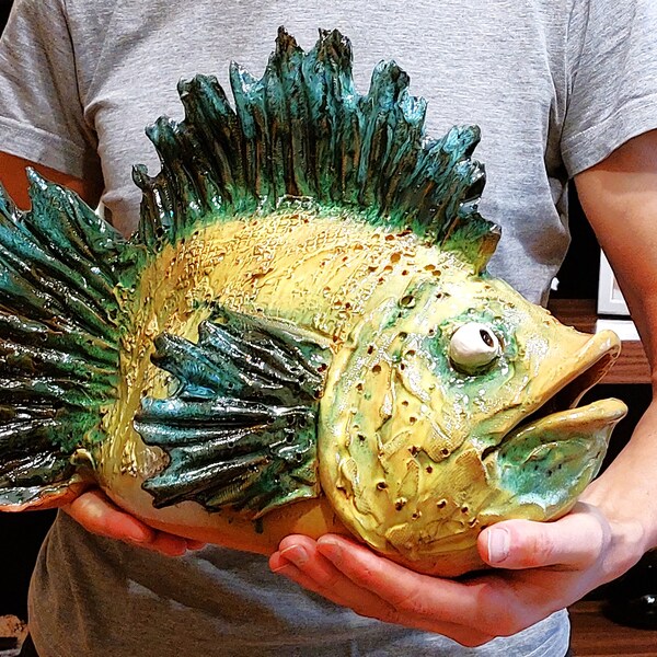 Clay Fish Sculpture - Etsy