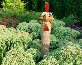 Funny Hidden Chicken Garden Decoration - Handmade Ceramic Rooster Decor